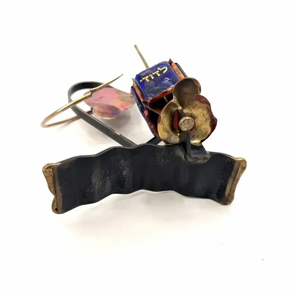 Vintage Gary Rosenthal Ani LI Dodi Spinning Wedding Dreidel Metal & Glass Shards